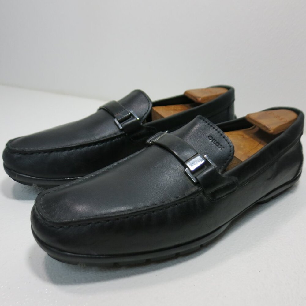 Geox Respira Strap Buckle Leather Casual Dress Driver Moccasins Shoes Sz 45